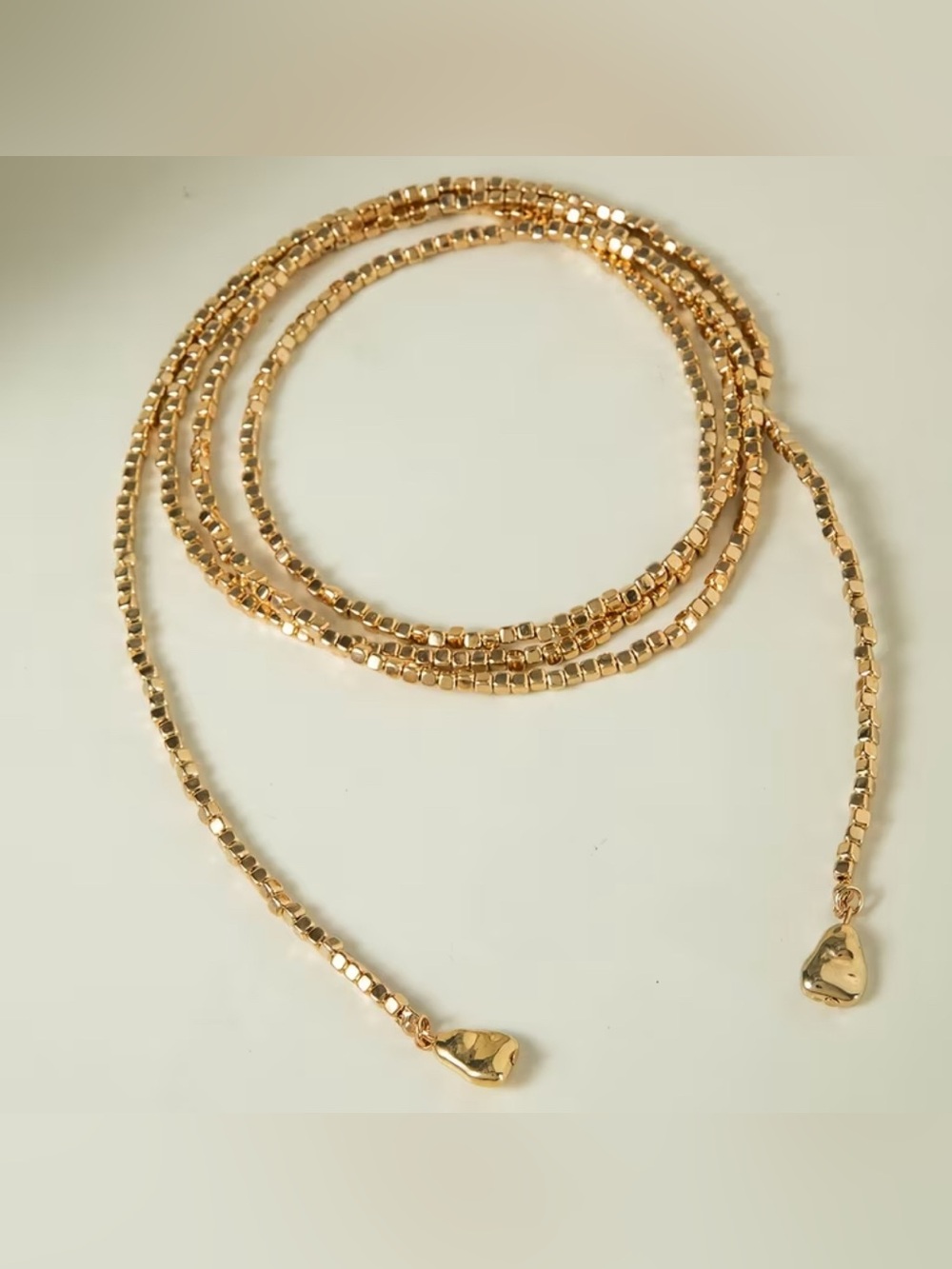 Layered Gold Lariat Choker Necklace - Picture 3 of 4